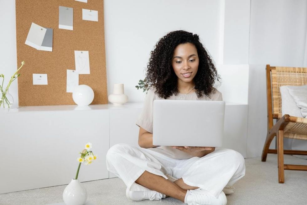 woman working on a laptop