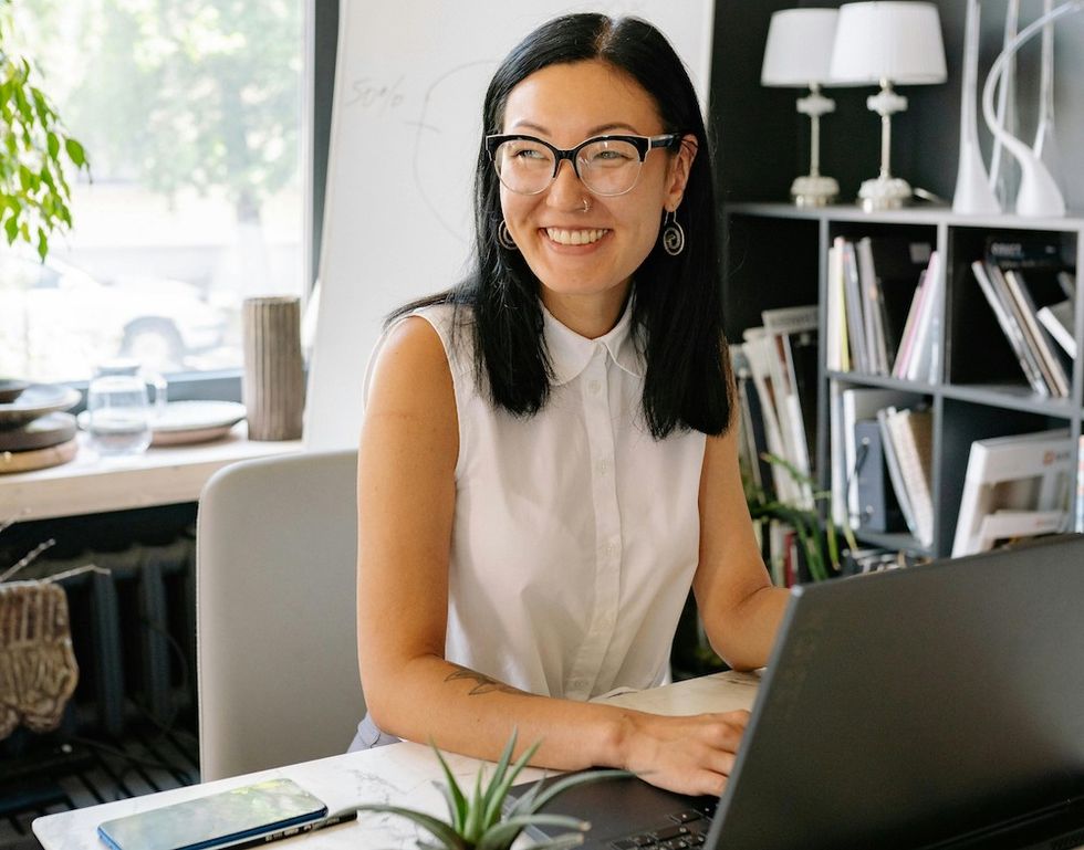 woman working on a laptop
