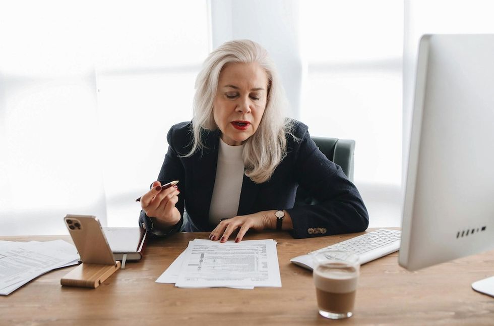 woman working on her computer