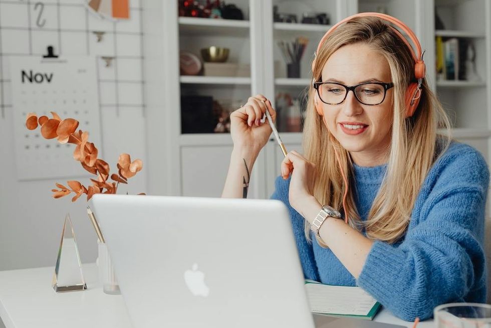woman working on her laptop