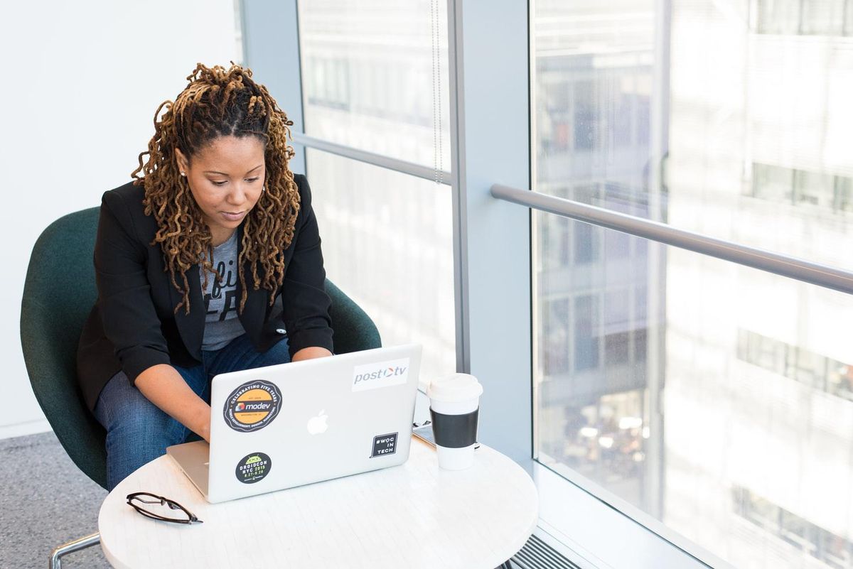 woman working on laptop