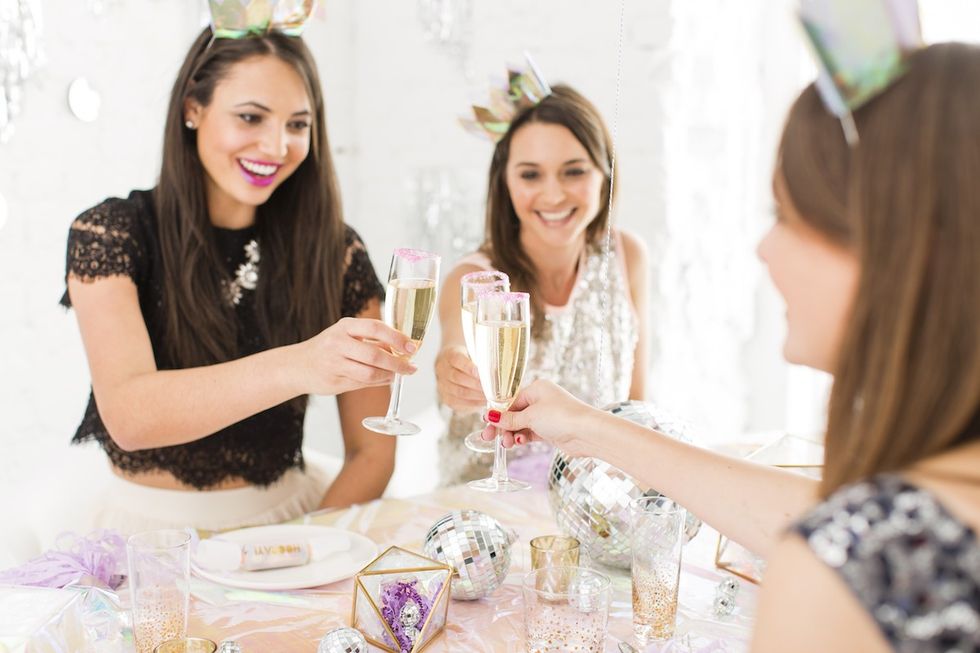 women celebrating new years eve