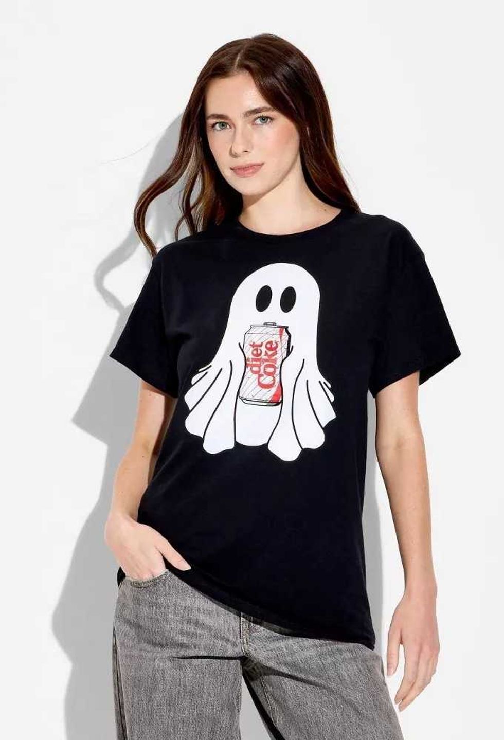 Women's Ghost Diet Coke Halloween Oversized Short Sleeve Graphic T-Shirt