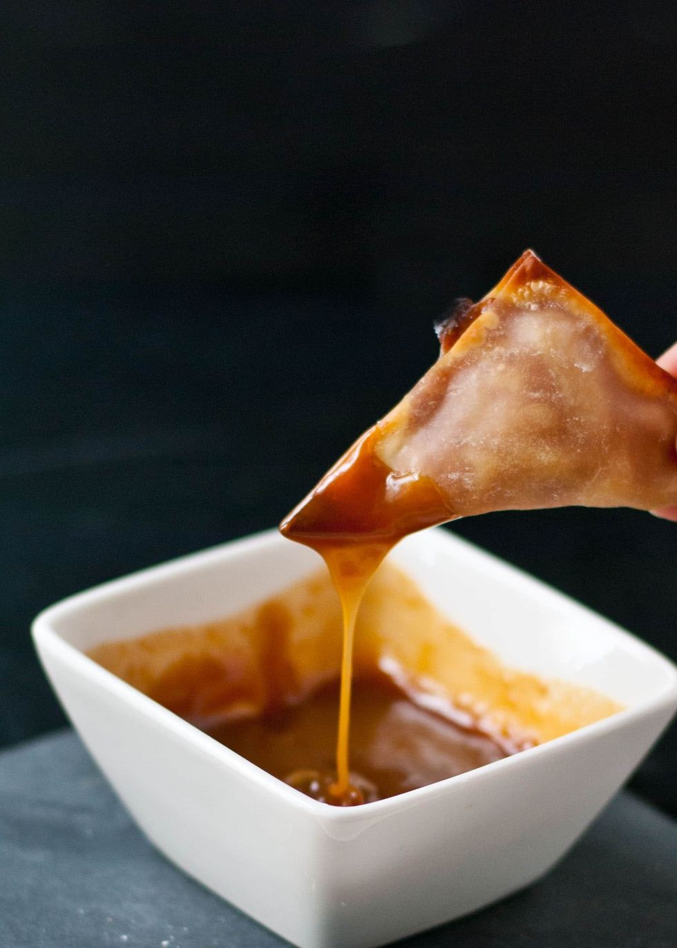 Wonton Apple Pies with Caramel Dipping Sauce