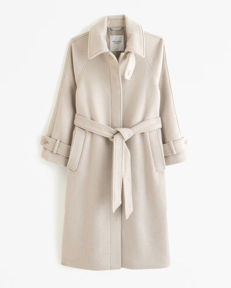 Wool-Blend Funnel Coat