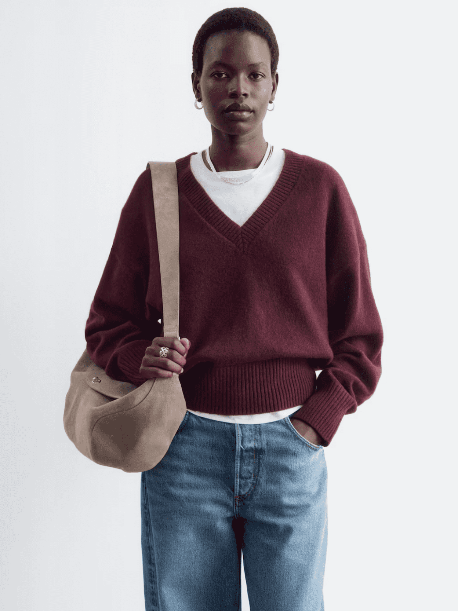 Wool-Cotton V-Neck Jumper