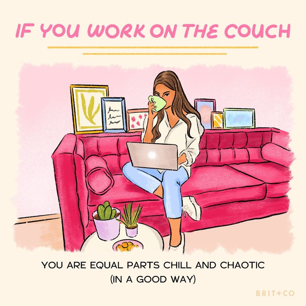working on the couch