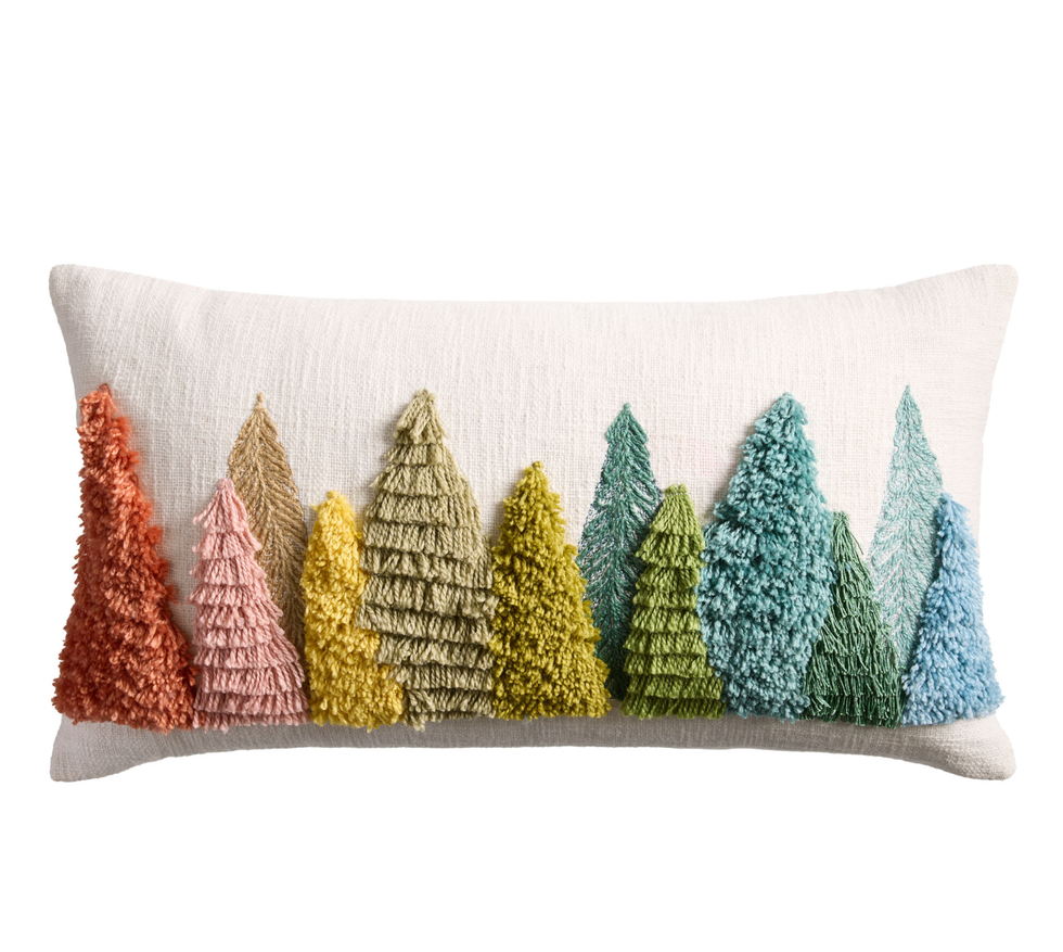 World Market Oversized Rainbow Evergreen Trees Pillow