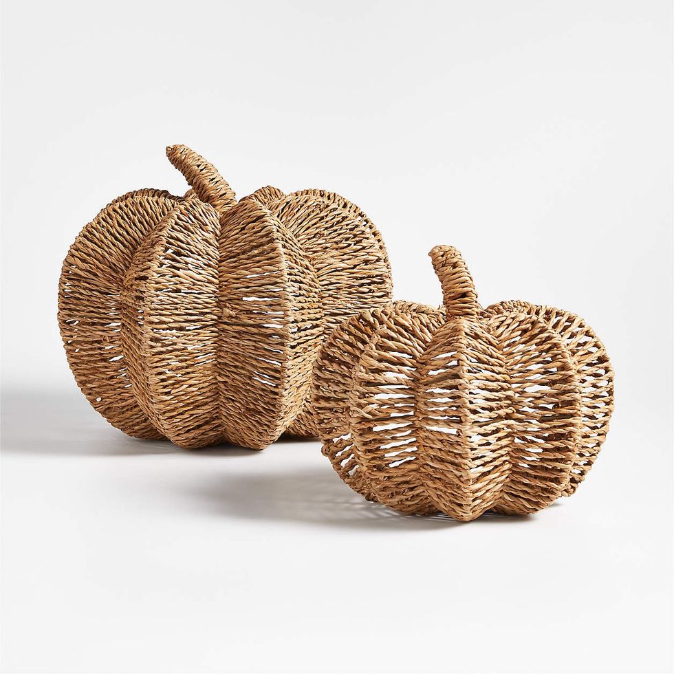 Woven Pumpkins Crate & Barrel holiday decorations