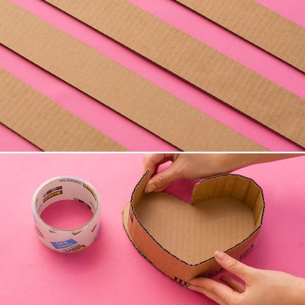 wrapping the cardboard to form a box