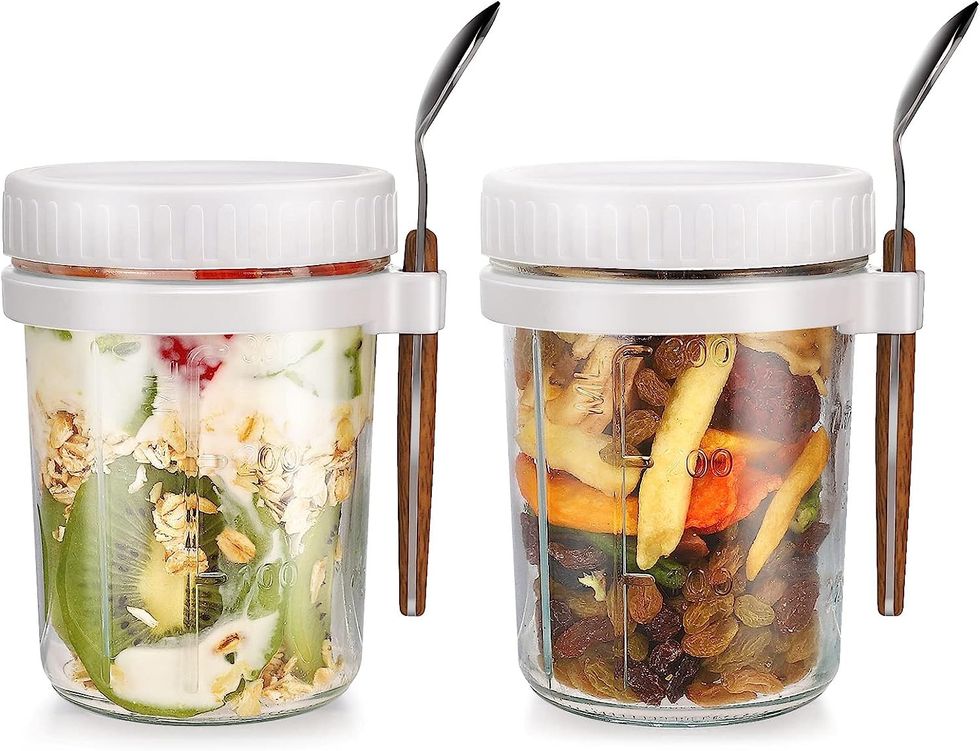 Xigugo Overnight Oats Container with Lid and Spoon Meal Prep Containers