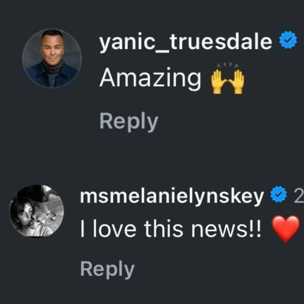 yanic truesdale's and melanie lynskey's comments on lauren graham's instagram announcement