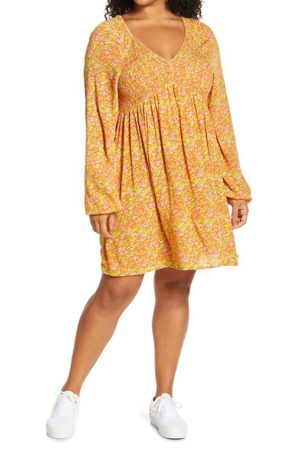 yellow floral babydoll dress
