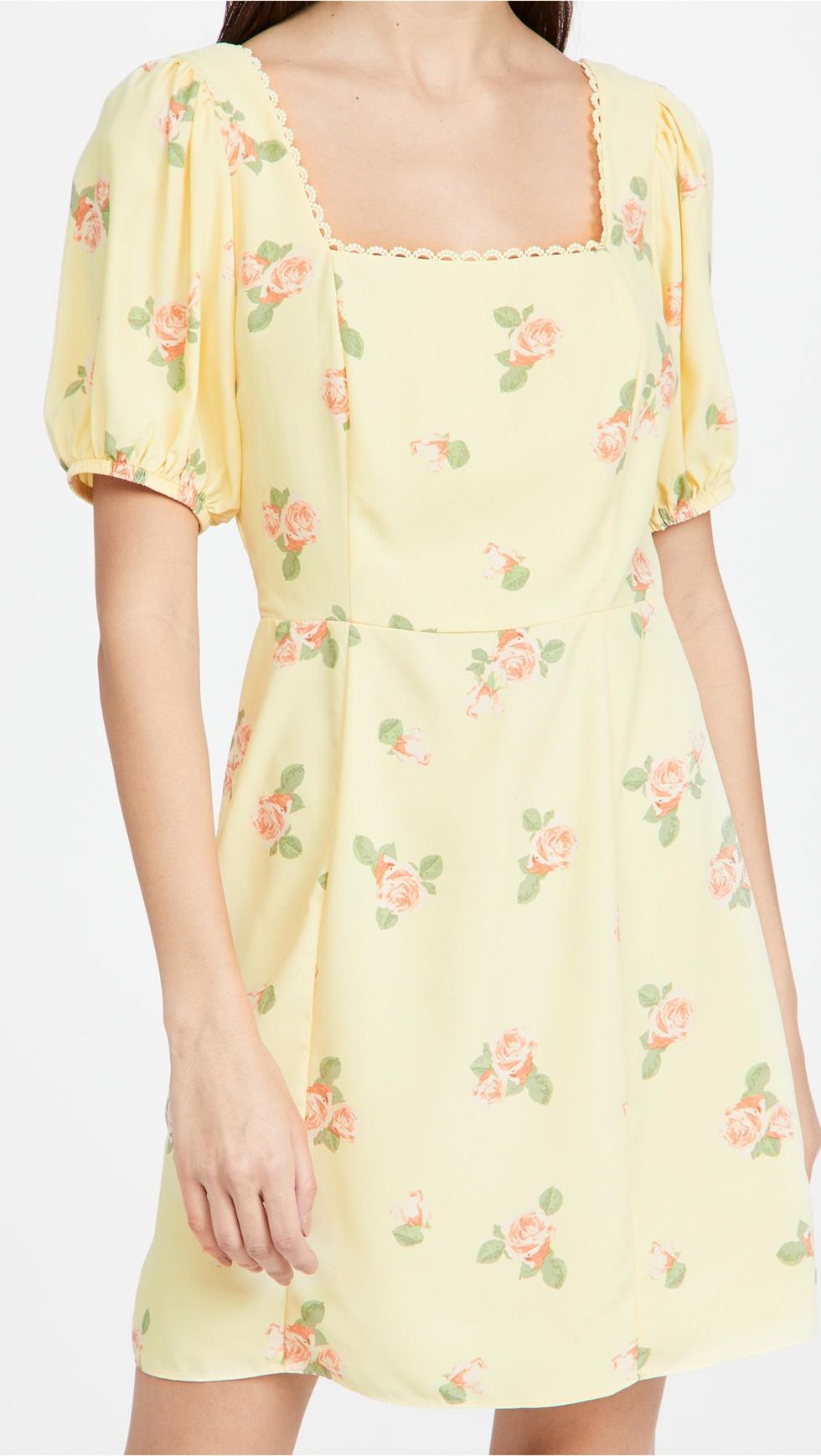 yellow floral mini dress