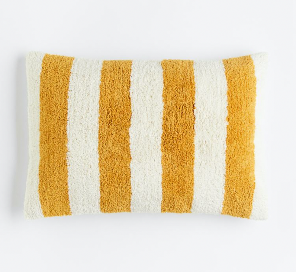 yellow striped pillow