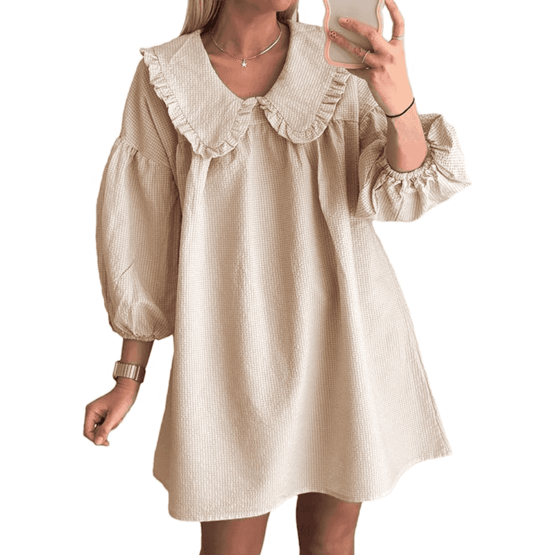 princess polly baby blue dress Gingham Flowy Babydoll Dress: Perfect for Fall/Winter main image 1