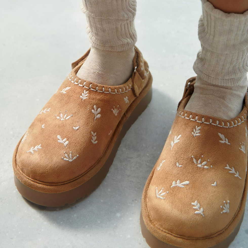 Zara Embroidered Faux Fur Clogs