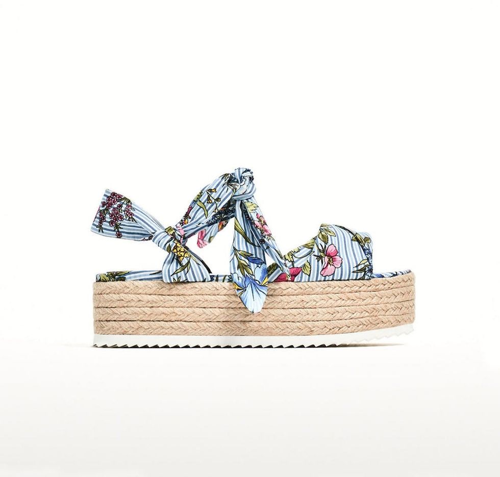 Zara Tied Floral Raffia Wedges