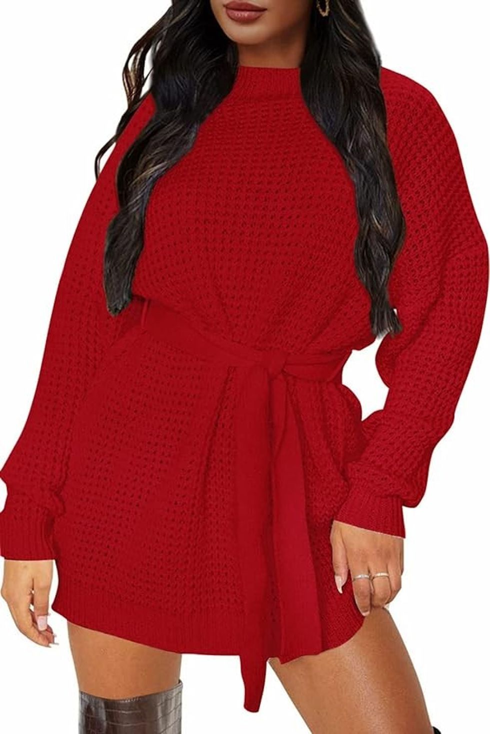 Zesica Waffle Knitted Sweater Dress