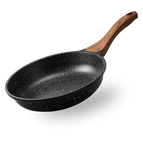 Ecowin 8 inch Nonstick Frying Pan, Granite Non Stick Skillet Pan, Small Egg Pan Omelette Pan, Induction Compatible, Dishwasher A
